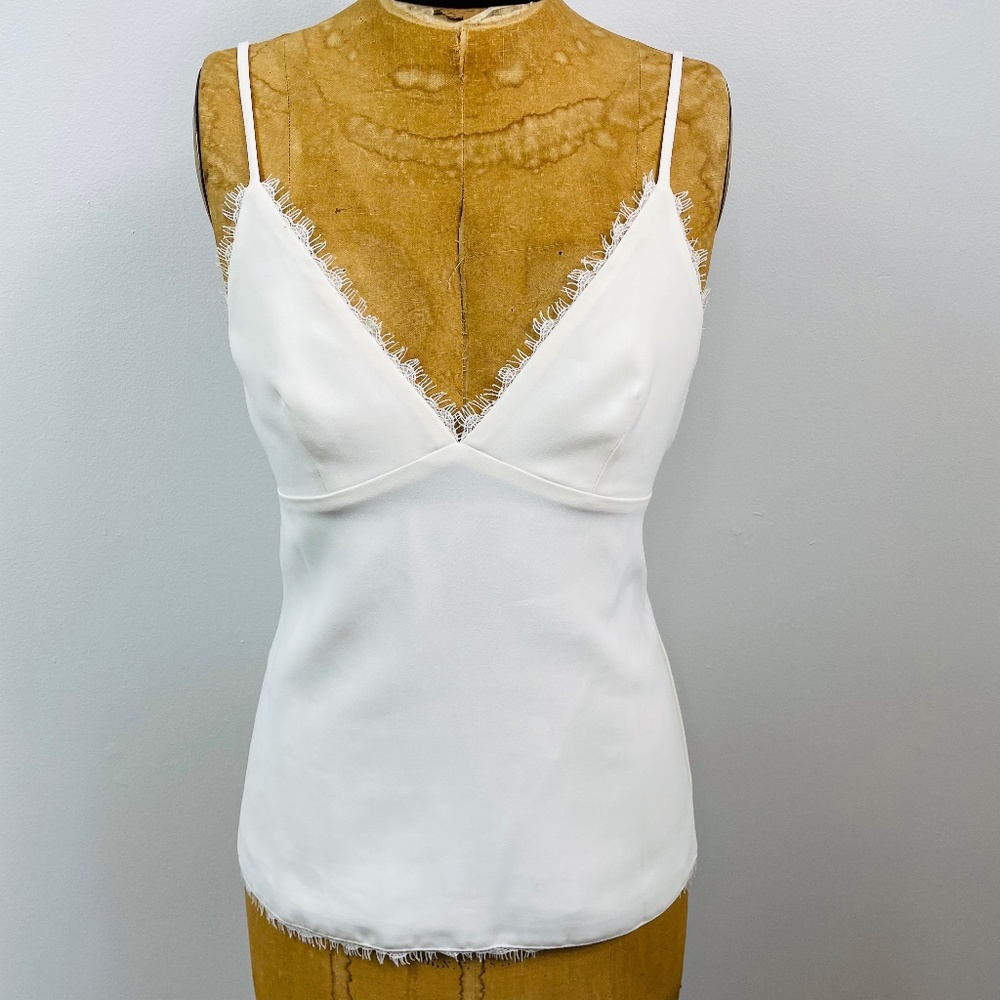 Amanda Uprichard V-Neck Lace Fringe Tank